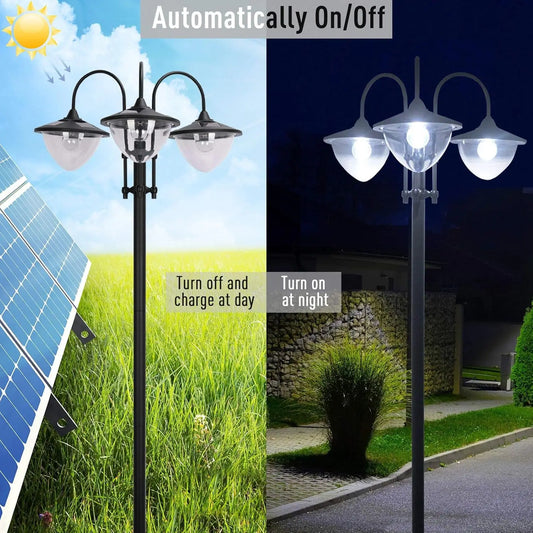 Solar LED Lamp Post Street Light with Planter, Automatic