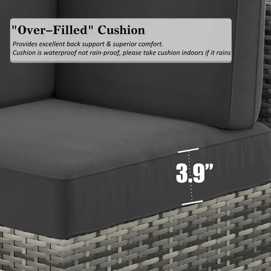 8 Piece Wicker Rattan Sectional Sofa with Coffee Table