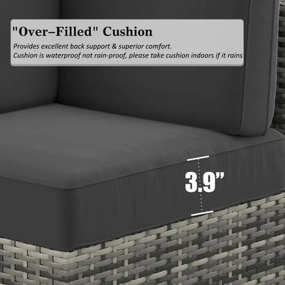 8 Piece Wicker Rattan Sectional Sofa with Coffee Table