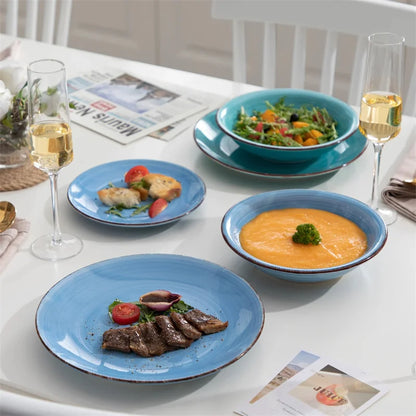 Blue Green Ceramic Plates and Bowls