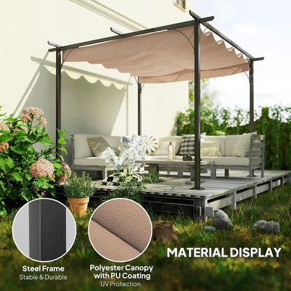 10x10ft Outdoor Retractable Pergola Canopy Metal Patio Shade Shelter for Backyard Porch Party Garden Grill Gazebo, Customized
