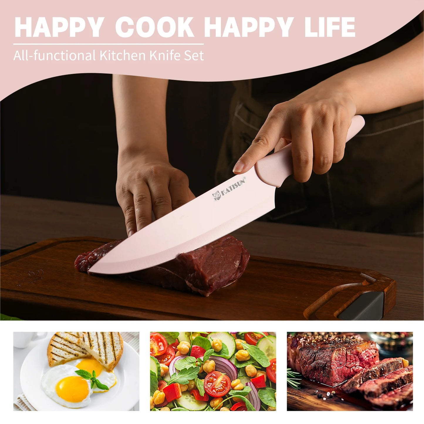 Pink Kitchen Knife Set
