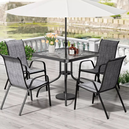 Patio Dining Set 30"x30" Table and 4 Textilene Chairs
