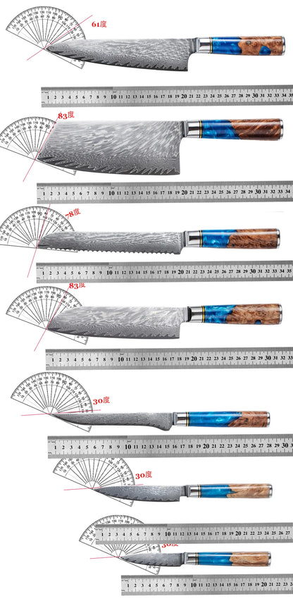 Damascus Steel Kitchen Knife Set