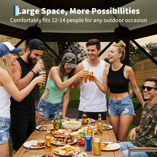 6-Sided Canopy With Mosquito Netting Removable Wind Cloths 13FT