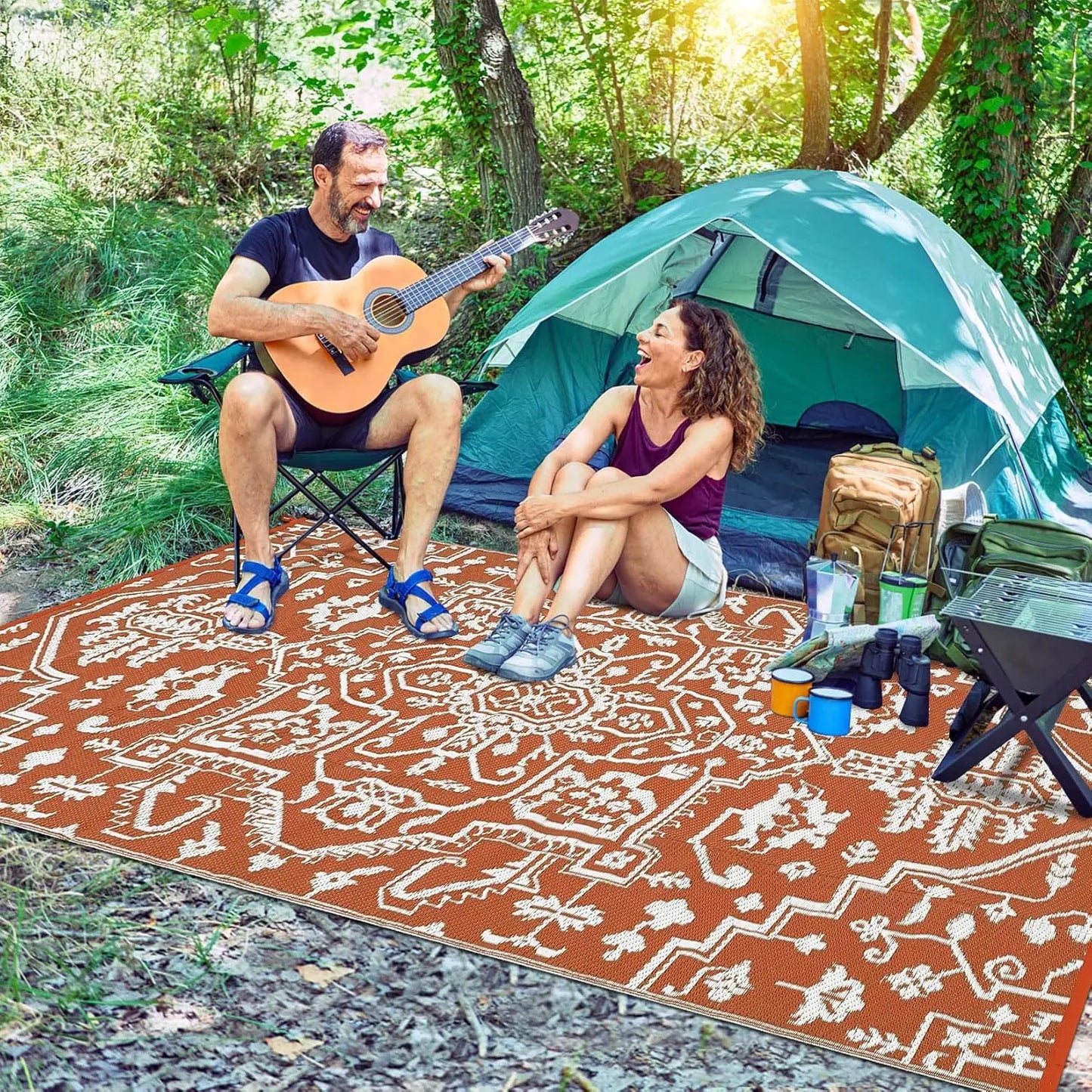Waterproof Outdoor Rug Stain-Resistant Plastic Straw Carpet
