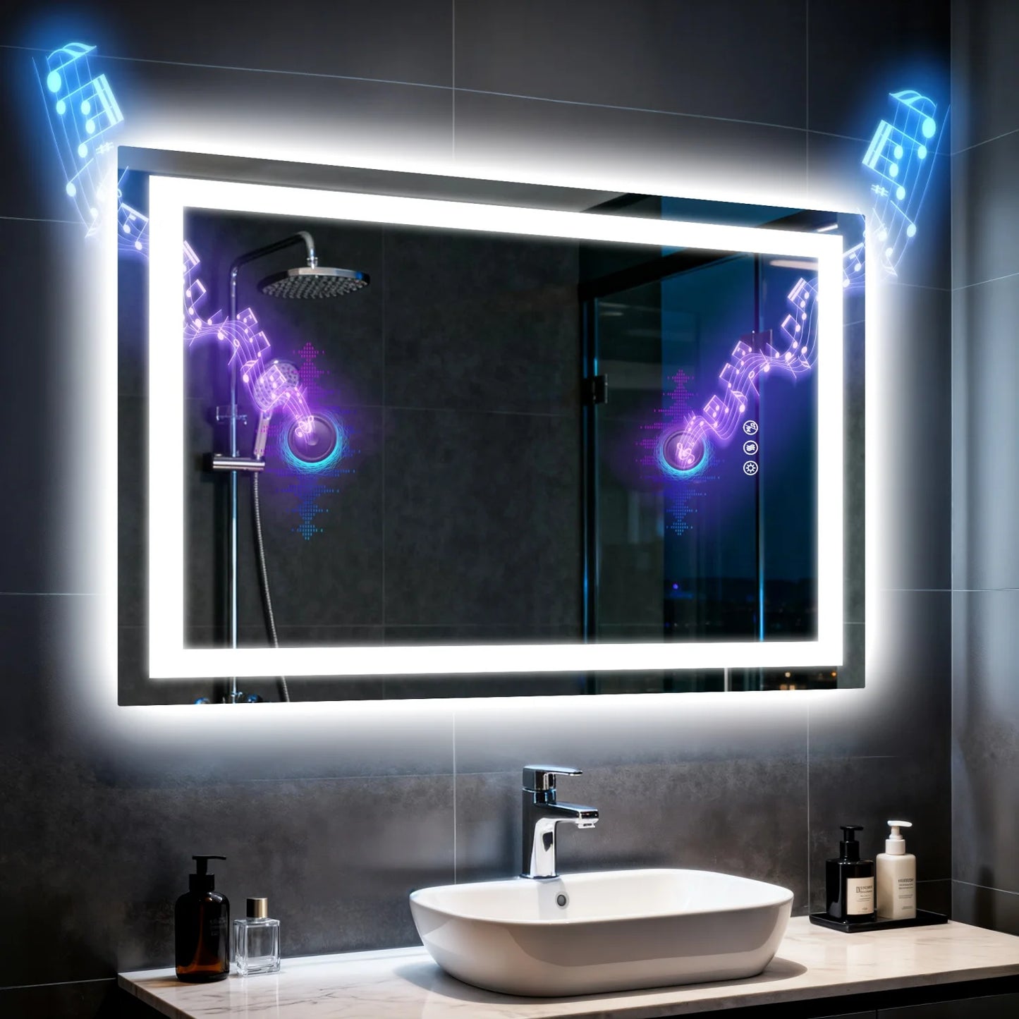 LED Bathroom Mirror Built-in Bluetooth Speaker