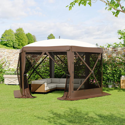 6-Sided Canopy With Mosquito Netting Removable Wind Cloths 13FT