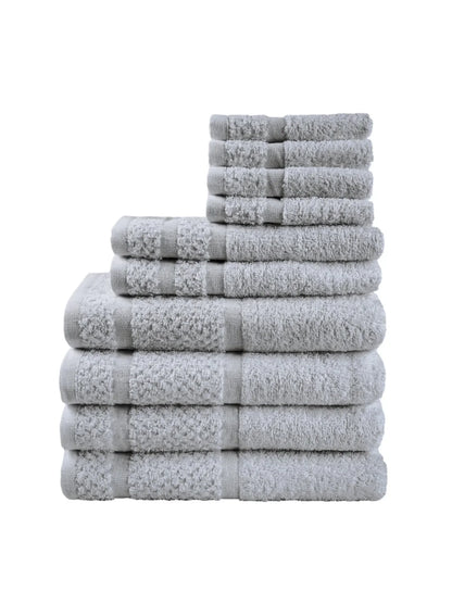 10 Piece Towel Set Soft & Durabe, Grey
