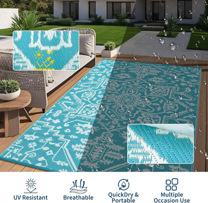 Waterproof Outdoor Rug Stain-Resistant Plastic Straw Carpet