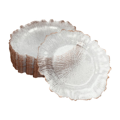 25pcs Disposable Gold Flower Shape Edged Plastic Plates