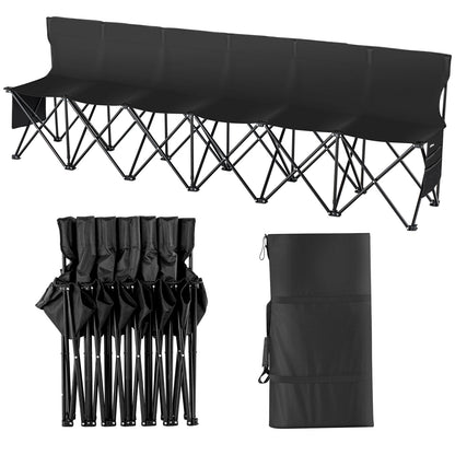 6/8 Seat Foldable Sideline Bench with Backrest & Bag