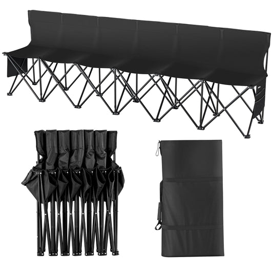 6/8 Seat Foldable Sideline Bench with Backrest & Bag