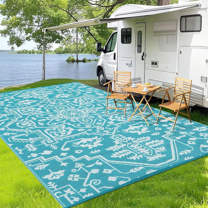 Waterproof Outdoor Rug Stain-Resistant Plastic Straw Carpet