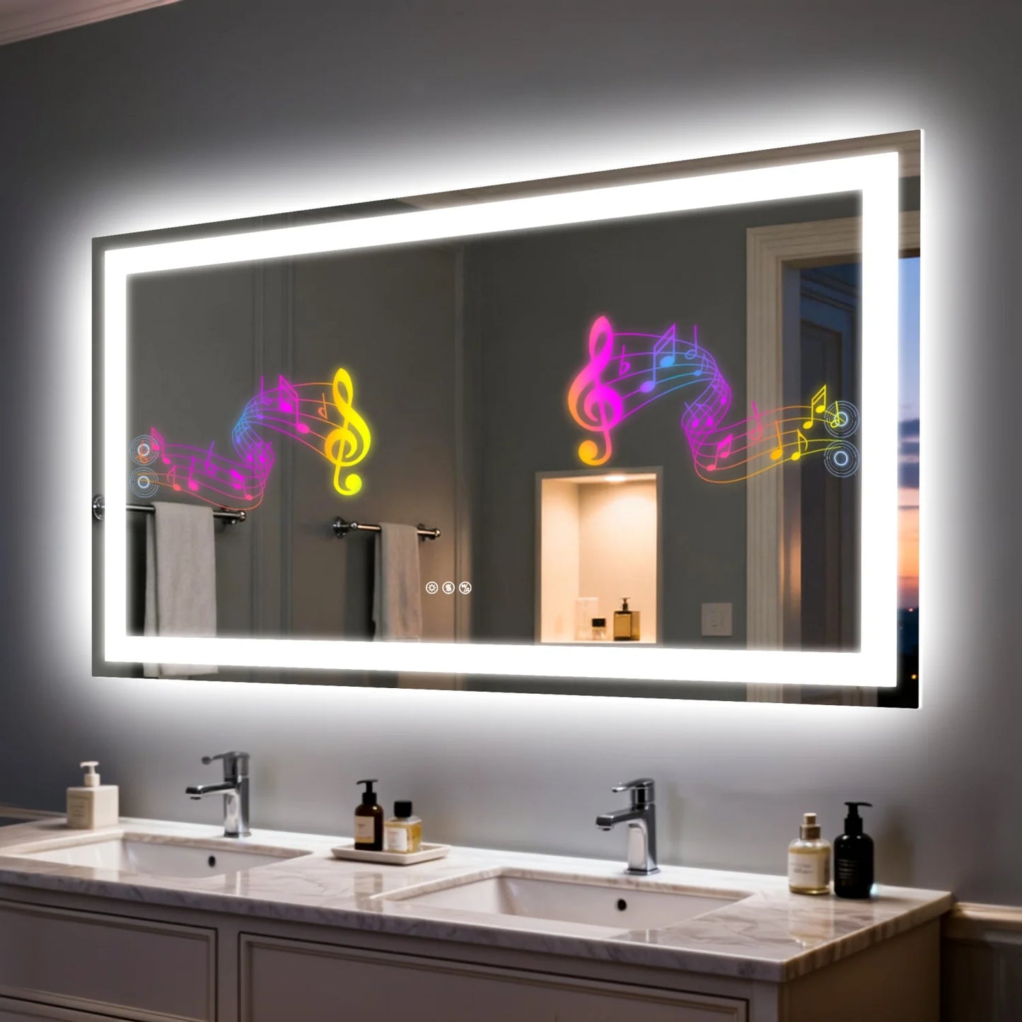 LED Bathroom Mirror Built-in Bluetooth Speaker