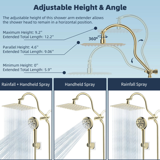 Rainfall Shower Head Handheld Spray Combo
