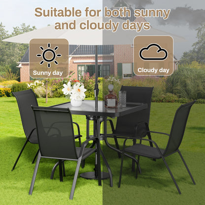 Patio Dining Set 30"x30" Table and 4 Textilene Chairs
