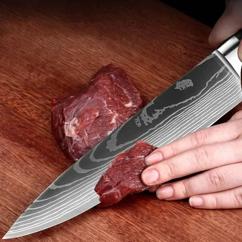 3Piece Knife Set Laser Damascus