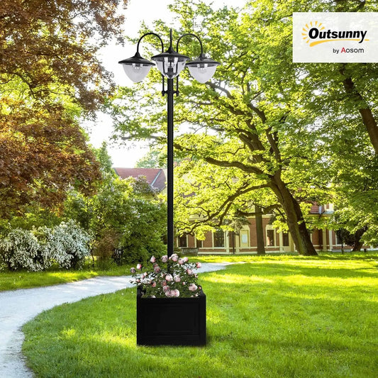 Solar LED Lamp Post Street Light with Planter, Automatic