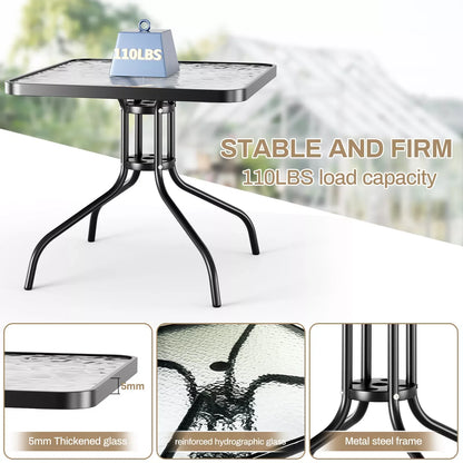 Patio Dining Set 30"x30" Table and 4 Textilene Chairs
