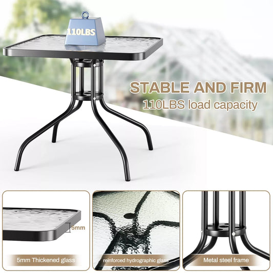 Patio Dining Set 30"x30" Table and 4 Textilene Chairs