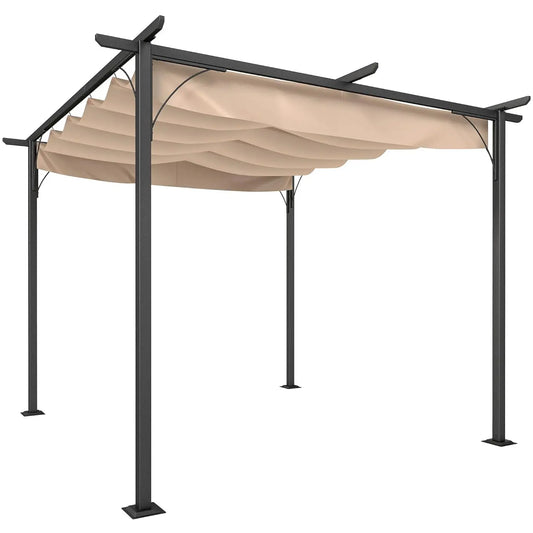10x10ft Outdoor Retractable Pergola Canopy Metal Patio Shade Shelter for Backyard Porch Party Garden Grill Gazebo, Customized