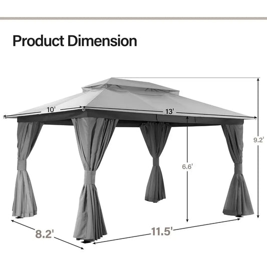 10x13 Shade with Double Roof, Mosquito Netting, Privacy Screen