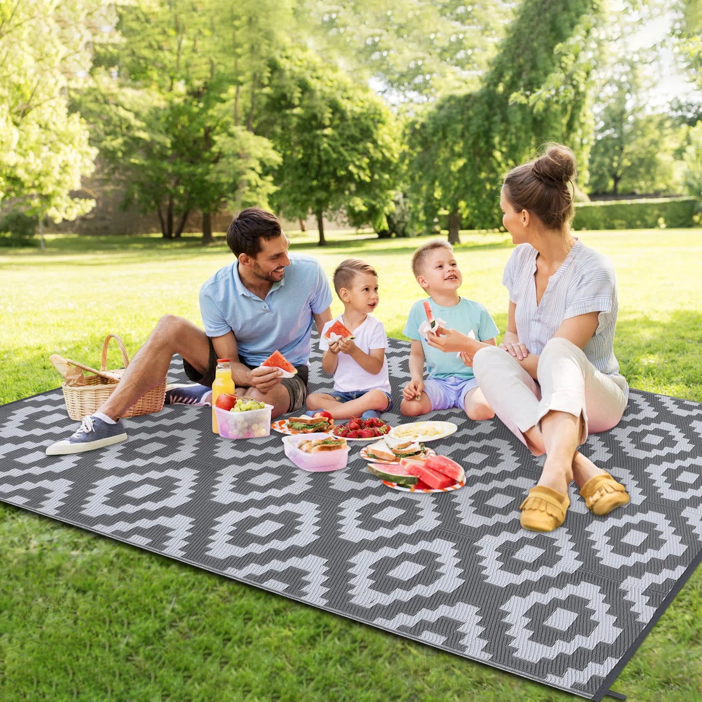 Outdoor Rug Plastic Straw Reversible  Rug