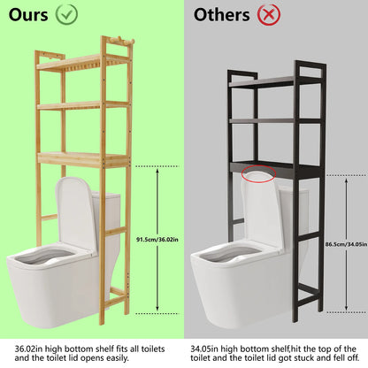 Bamboo 3-Layer Height Adjustable Shelf