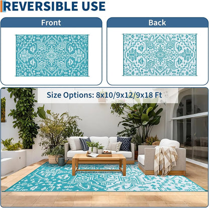 Waterproof Outdoor Rug Stain-Resistant Plastic Straw Carpet
