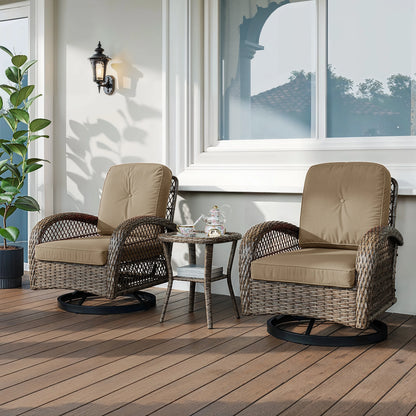 3 Pieces Patio Bisro Set, Rotating Rocking