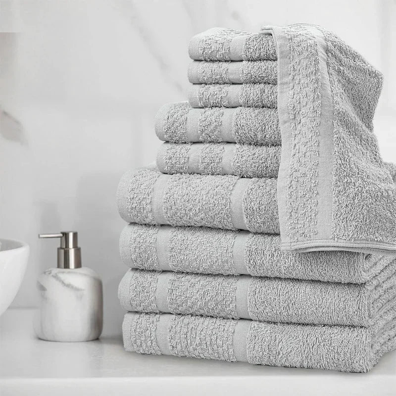 10 Piece Towel Set Soft & Durabe, Grey