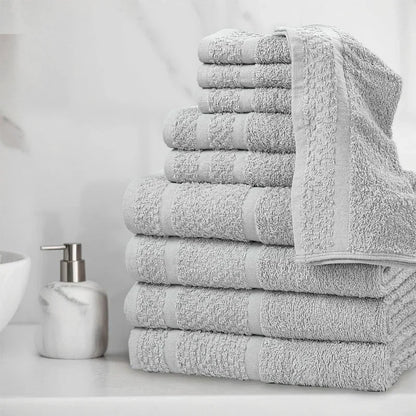 10 Piece Towel Set Soft & Durabe, Grey