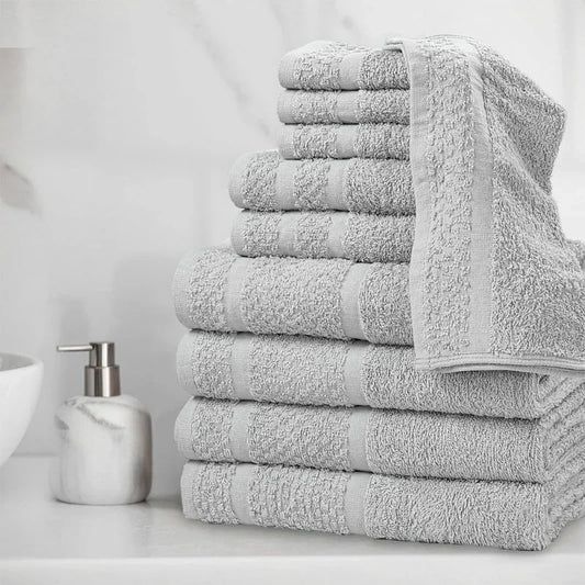 10 Piece Towel Set Soft & Durabe, Grey