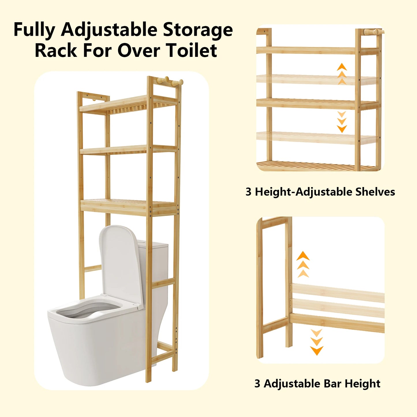Bamboo 3-Layer Height Adjustable Shelf