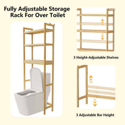 Bamboo 3-Layer Height Adjustable Shelf