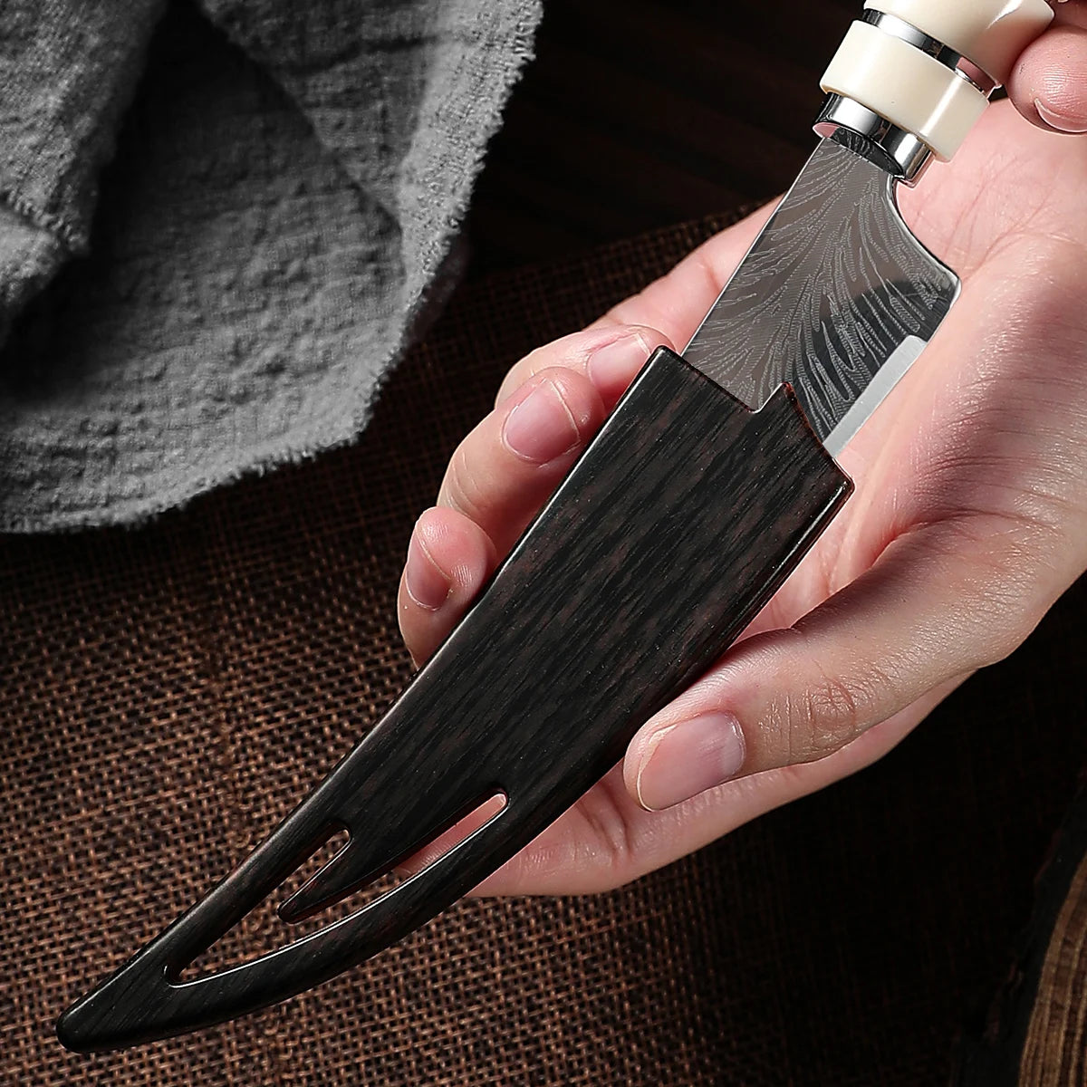 Boning knife with curved blade