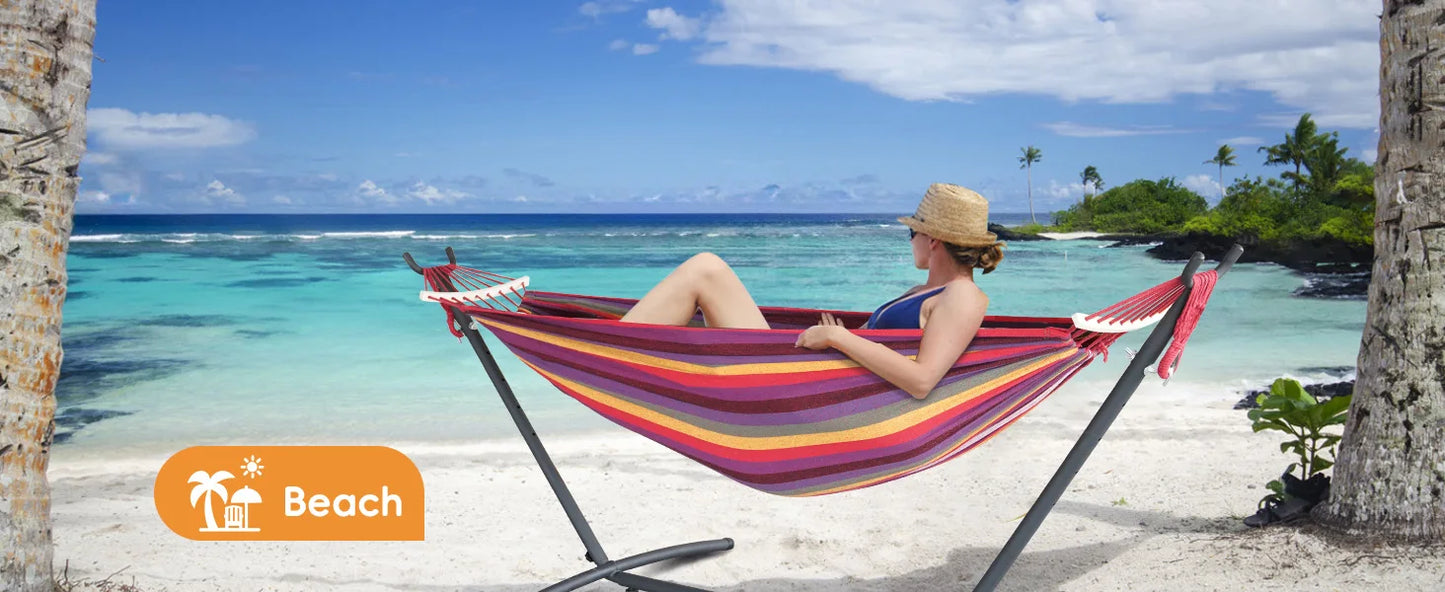 Hammock with Adjustable Stand- w/Storage Bag, 600lb Capacity