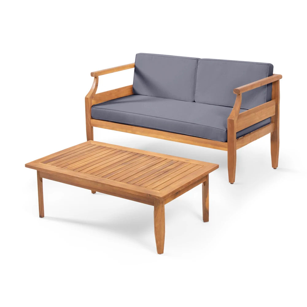 Acacia Wood Outdoor Club Chair Armchair with Water Resistant Cushion