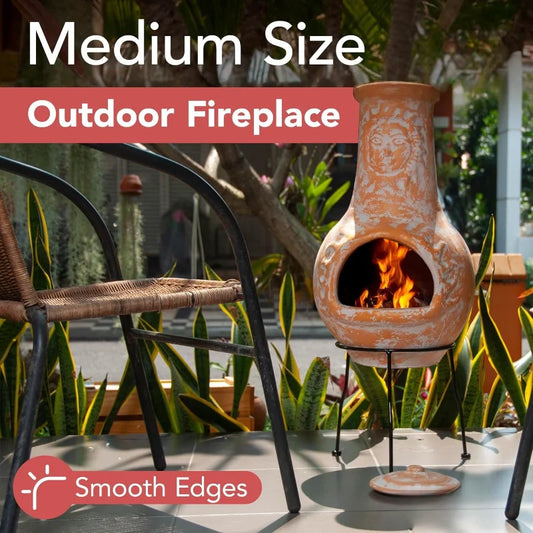Chiminea Fireplace with Rain Lid and Metal Stand