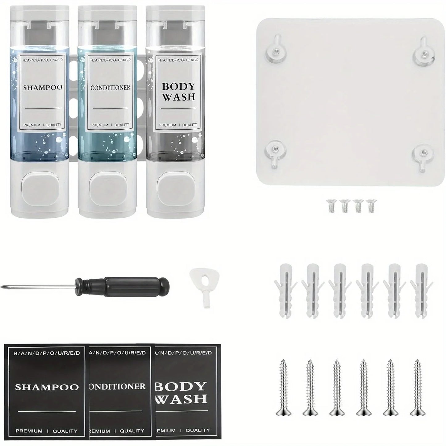 3-in-1 Shampoo Conditioner Body Wash Dispenser
