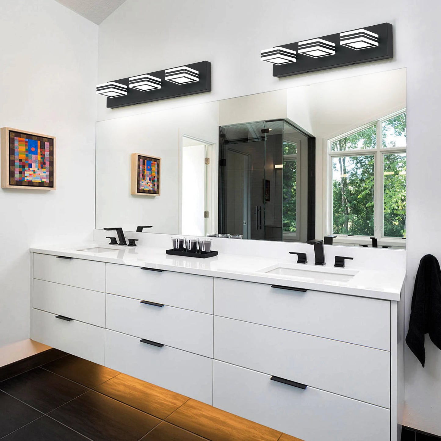 LED Black/Chrome Vanity Lights