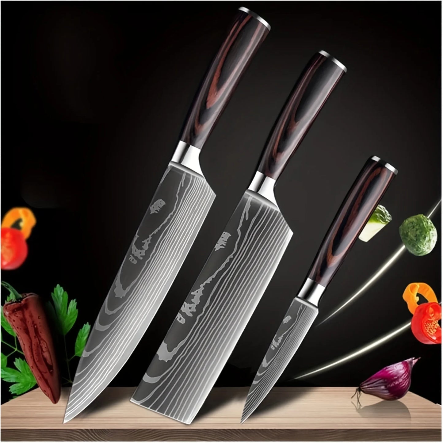 3 Piece High Carbon Stainless Steel Chef Knife set