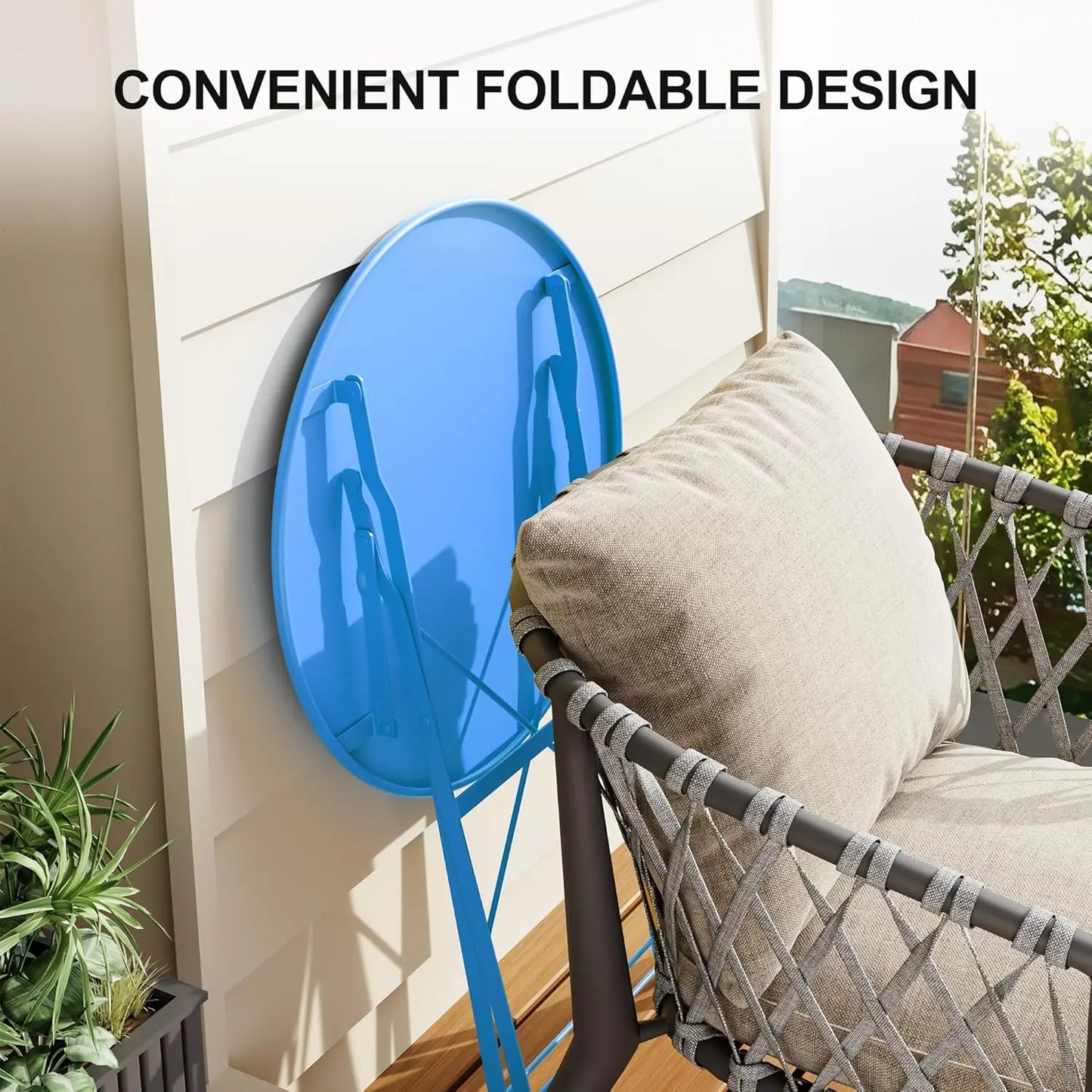 Foldable Bistro Set, Table and 2 Chairs