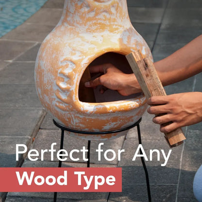 Chiminea Fireplace with Rain Lid and Metal Stand