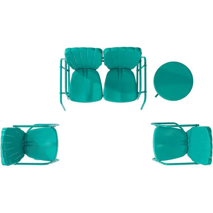 Ridgeland 4Piece Retro Metal Outdoor Loveseat Glider Patio Furniture Set for Porch, Deck, Turquoise Gloss