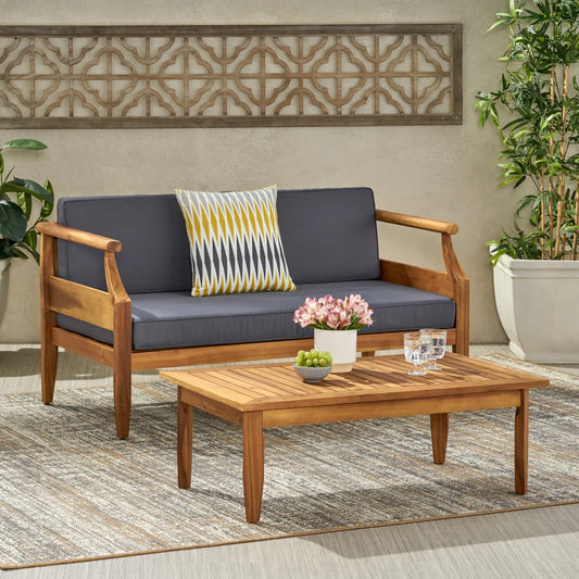 Acacia Wood Outdoor Club Chair Armchair with Water Resistant Cushion
