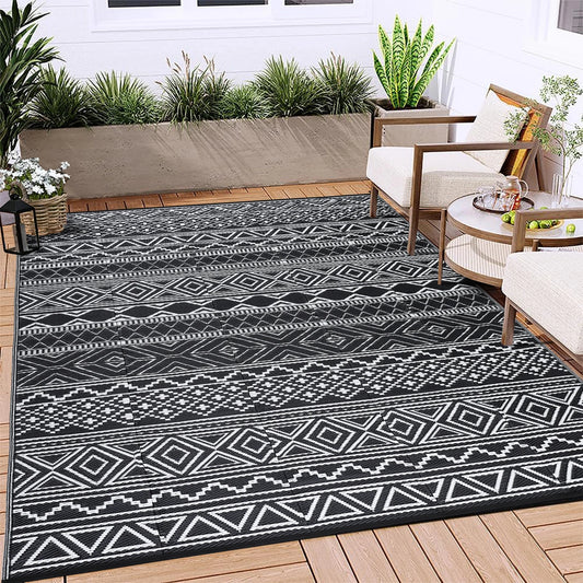 Reversible Waterproof 6x9 Patio Plastic Straw Rug