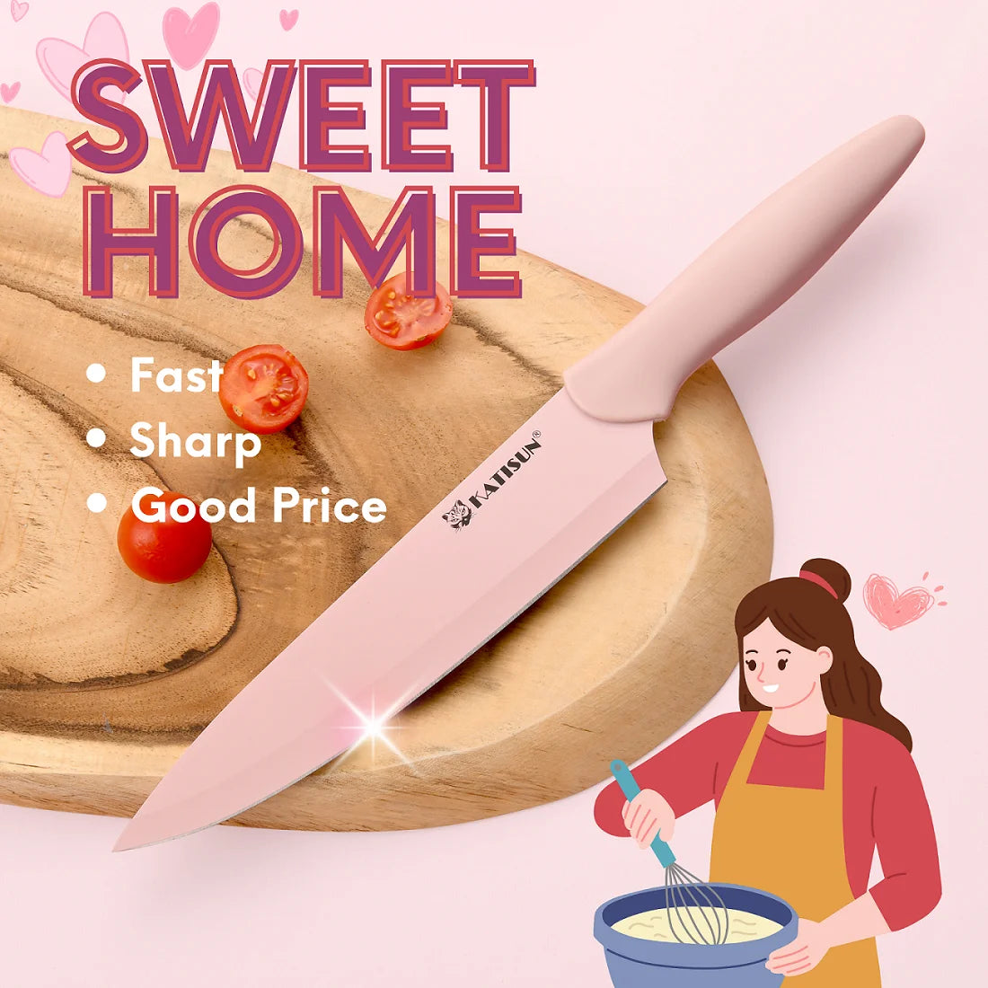Pink Kitchen Knife Set