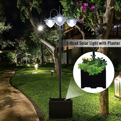 Solar LED Lamp Post Street Light with Planter, Automatic